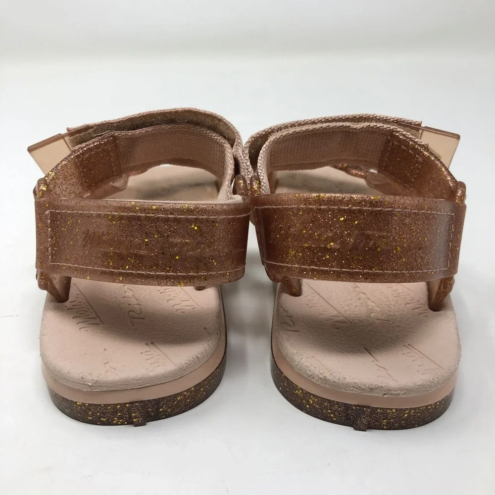 Mini Melissa Papete + Rider Good Times Pink Glitter Strappy Sandal Girls 12